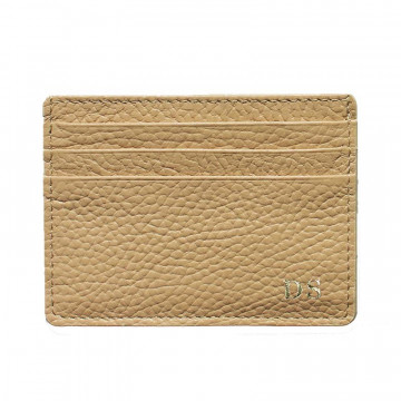 Tarjetero de piel arena - tarjeteros de piel de vacuno beige - Conti Borbone - letras mayúsculas