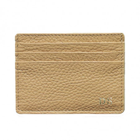 Sand leather card holder - beige cowhide card cases - Conti Borbone - block letters