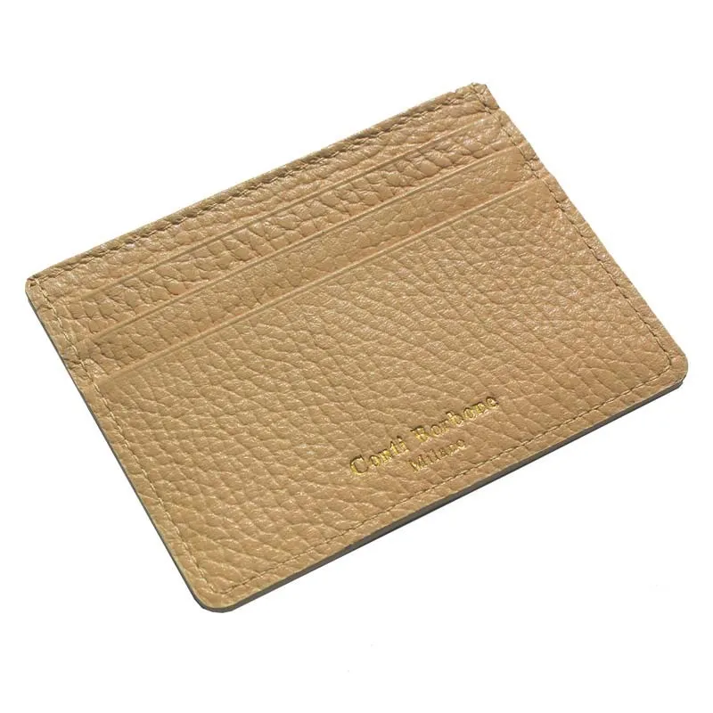 Tarjetero de piel arena - tarjeteros de piel de vacuno beige - Conti Borbone - marca