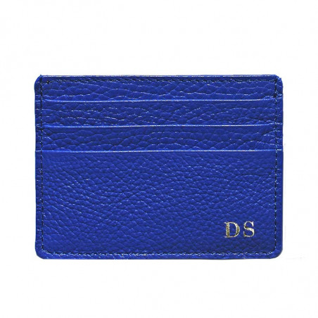 Porta carte pelle Royal, porta carte di credito in pelle bovina colore blu - Conti Borbone - stampatello