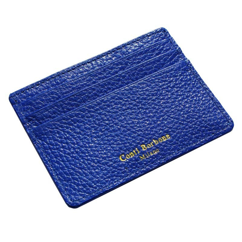 Porte-cartes royal en cuir - porte-cartes en cuir de vachette bleu - Conti Borbone - brand