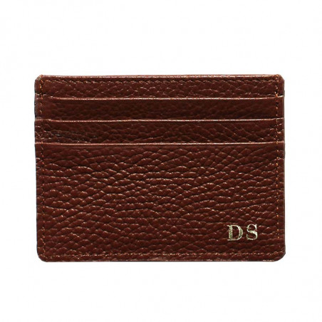 Nocciola leather card holder - brown cowhide card cases - Conti Borbone - block letters