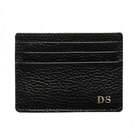 Porta carte pelle Corvino, porta carte di credito in pelle bovina colore nero - Conti Borbone - stampatello