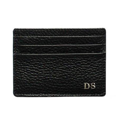 Porte-cartes en cuir Raven - porte-cartes en cuir de vachette noir - Conti Borbone - lettres capitales