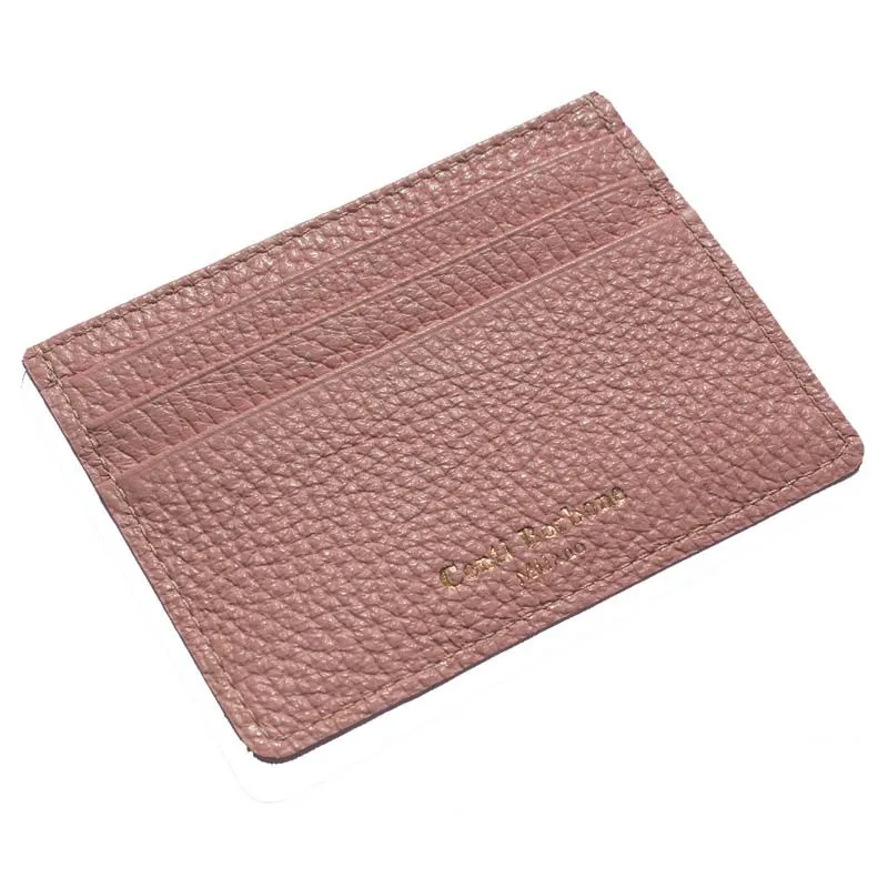 Tarjetero de piel malva - tarjeteros de piel de vacuno rosa - Conti Borbone - marca