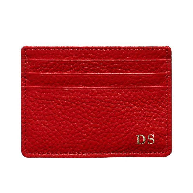 Porte-cartes en cuir Lipstick - porte-cartes en cuir de vachette rouge - Conti Borbone - lettres capitales
