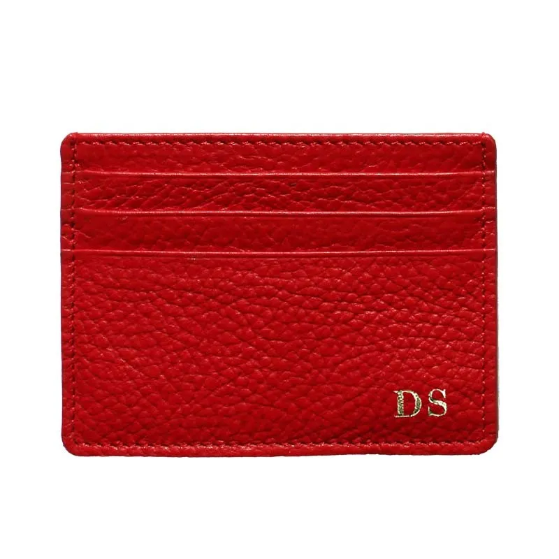 Porte-cartes en cuir Lipstick - porte-cartes en cuir de vachette rouge - Conti Borbone - lettres capitales