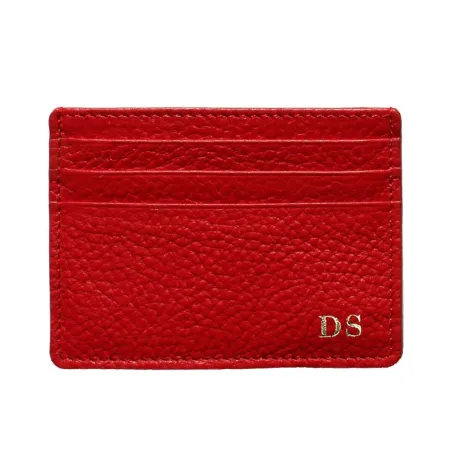 Porte-cartes en cuir Lipstick - porte-cartes en cuir de vachette rouge - Conti Borbone - lettres capitales