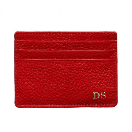 Porta carte pelle Lipstick, porta carte di credito in pelle bovina colore rosso - Conti Borbone - stampatello