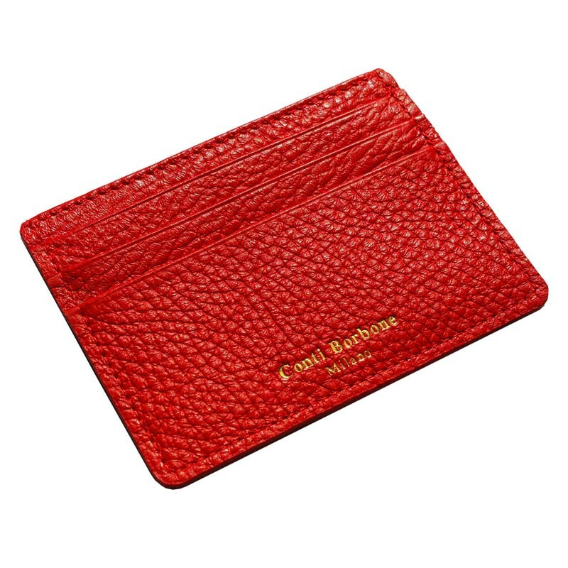 Porte-cartes en cuir Lipstick - porte-cartes en cuir de vachette rouge - Conti Borbone - brand
