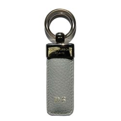 珍珠皮革钥匙圈，纯灰色牛皮 - Conti Borbone - 正楷字母