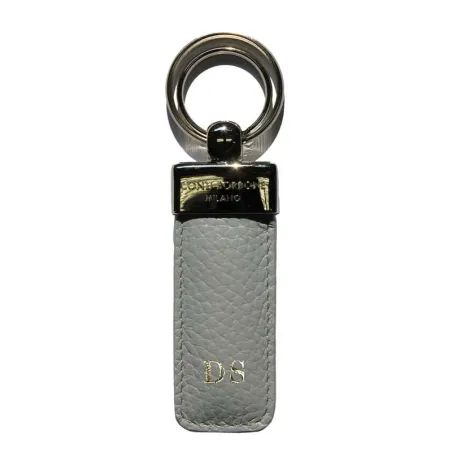 Portachiavi pelle Perla, in vera pelle bovina di colore grigio - Conti Borbone - stampatello
