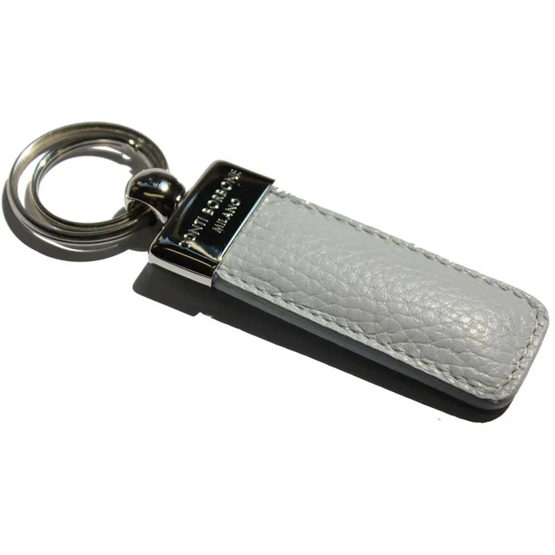 Llavero de cuero nacarado, en auténtica piel de vacuno gris - Conti Borbone - brand