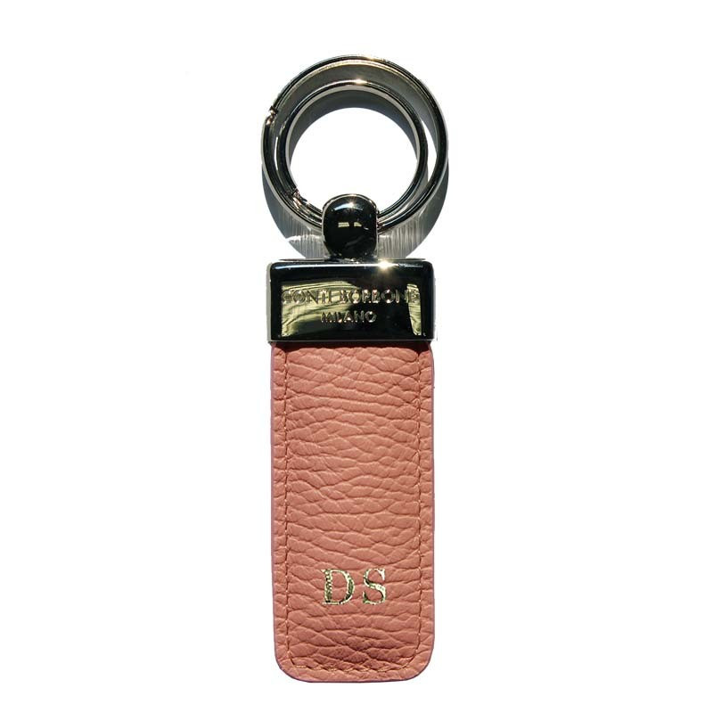 Mauve leather keyring, in real pink cowhide - Conti Borbone - block letters