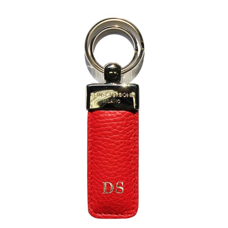 Lipstick leather keyring, in real red cowhide - Conti Borbone - block letters