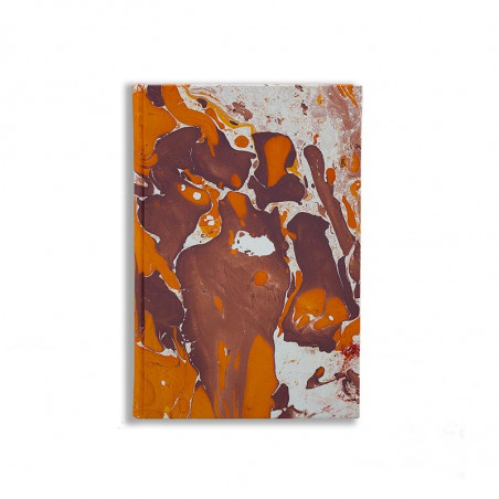 Marbled paper notebook white, brown, orange Merida - Conti Borbone - Made in Italy