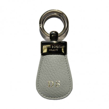 Pearl leather keyring, in real gray cowhide - Conti Borbone - block letters