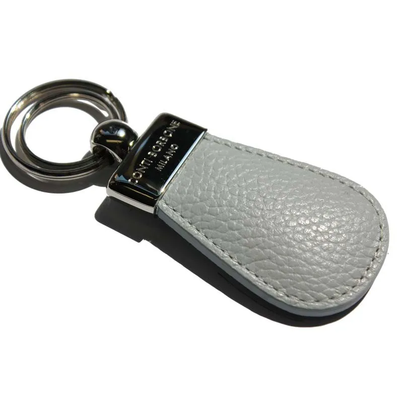 Porte-clés en cuir perlé, en véritable cuir de vachette gris - Conti Borbone - marque