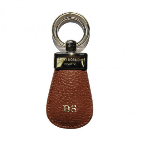 Nocciola leather keyring, in real brown cowhide - Conti Borbone - block letters
