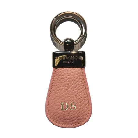 Porte-clés en cuir mauve, en vachette véritable rose - Conti Borbone - lettres capitales
