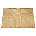 Protège-passeport en cuir sable, porte-documents en cuir véritable de vachette beige - Conti Borbone - détails