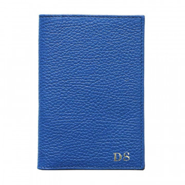 Porta passaporto pelle Royal, porta documenti in vera pelle bovina colore blu - Conti Borbone - stampatello