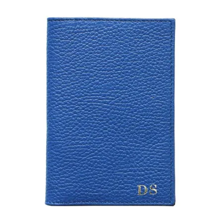 Porta passaporto pelle Royal, porta documenti in vera pelle bovina colore blu - Conti Borbone - stampatello