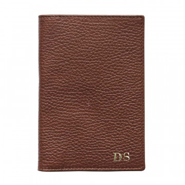 Nocciola leather passport cover, brown cowhide genuine leather document holder - Conti Borbone - block letters