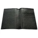 Funda para pasaporte de cuero de cuervo, portadocumentos de cuero vacuno negro auténtico - Conti Borbone - detalles