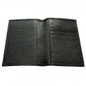 Raven leather passport cover, black cowhide genuine leather document holder - Conti Borbone - details