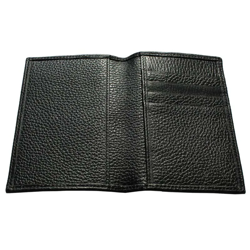 Funda para pasaporte de cuero de cuervo, portadocumentos de cuero vacuno negro auténtico - Conti Borbone - detalles