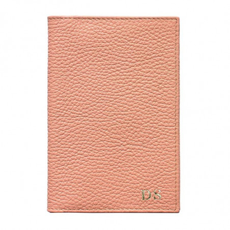 Mauve leather passport cover, pink cowhide genuine leather document holder - Conti Borbone - block letters