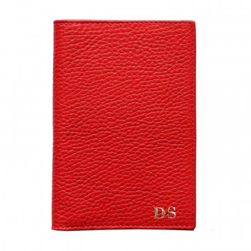 Lipstick leather passport cover, red cowhide genuine leather document holder - Conti Borbone - block letters