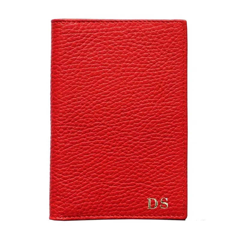 Funda de pasaporte de piel de becerro rojo, portadocumentos de piel auténtica - Conti Borbone - letras mayúsculas