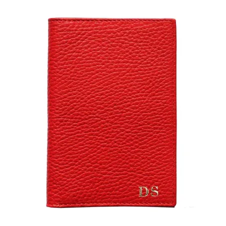 Funda de pasaporte de piel de becerro rojo, portadocumentos de piel auténtica - Conti Borbone - letras mayúsculas