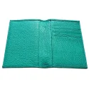 Funda de pasaporte de cuero esmeralda, portadocumentos de cuero auténtico de vaca verde - Conti Borbone - detalles