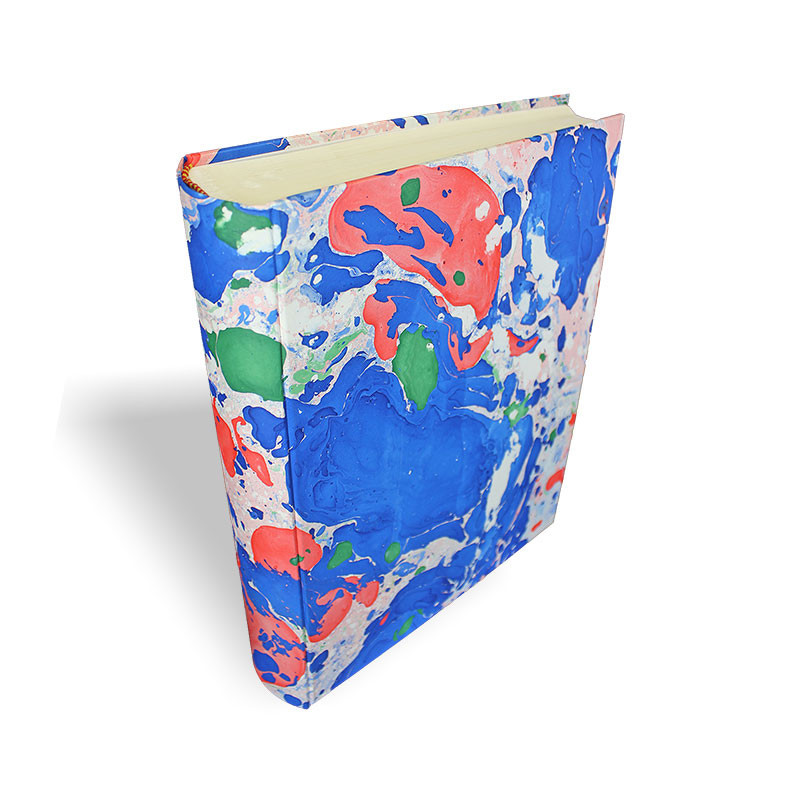 Photo album Giovy in marbled paper blue, green and red - Conti Borbone - standard - spine