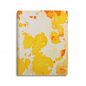 Photo album Ginevra in marbled paper orange, yellow and beige - Conti Borbone - standard
