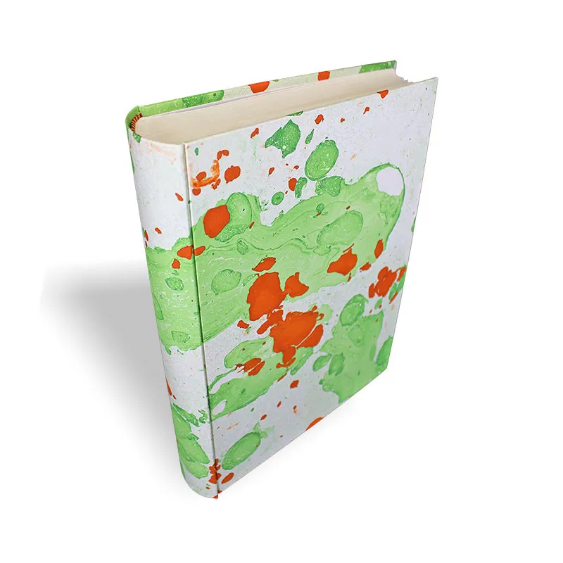 Album foto Michele in carta marmorizzata color arancione. verde e beige - Conti Borbone - standard - dorso