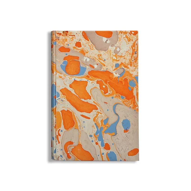 Quaderno in carta marmorizzata a mano bianco, arancione e blu Viviana - Conti Borbone - made in Italy
