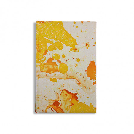 Quaderno in carta marmorizzata a mano bianco, arancione e giallo Ginevra - Conti Borbone - made in Italy
