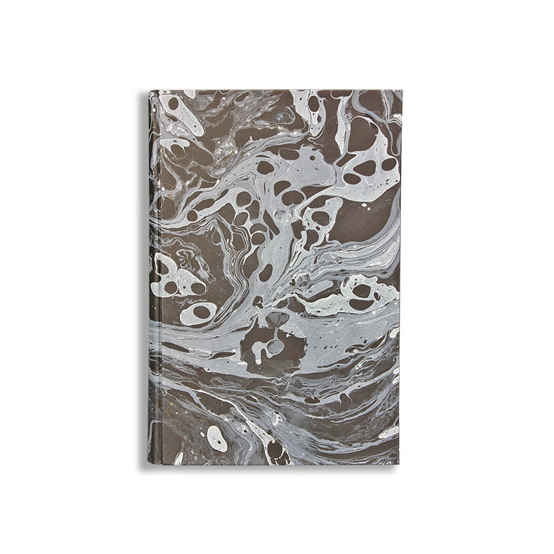 Quaderno in carta marmorizzata a mano  bianco e nero Moon - Conti Borbone - made in Italy