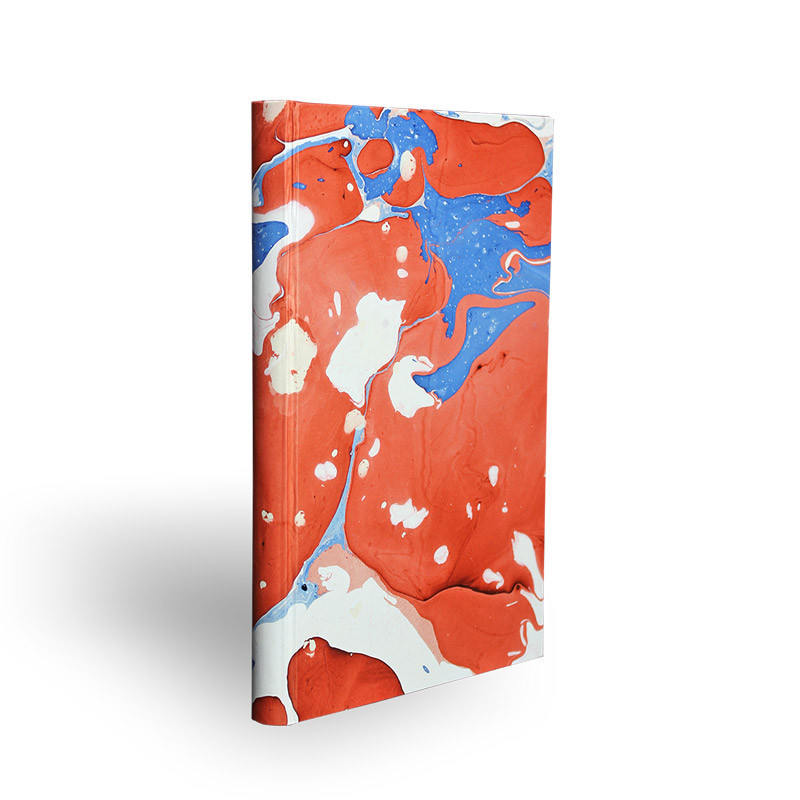 Quaderno in carta marmorizzata a mano  bianco, rosso e blu Anna - Conti Borbone - made in Italy - dorso