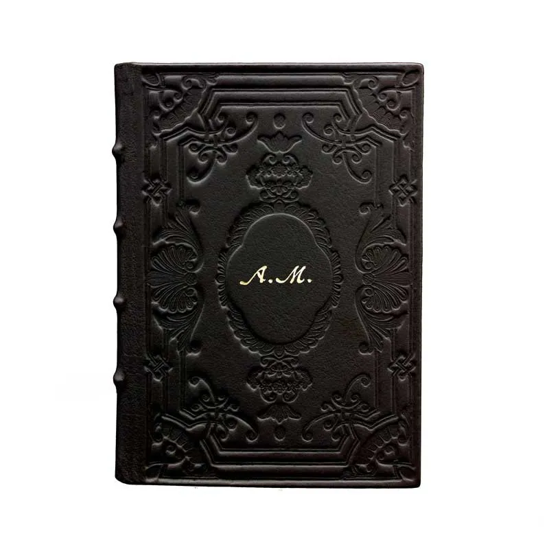 Lederkalender Dunkle, schwarze Farbe mit Dekoration - Conti Borbone - Mailand - made in Italy - personalisiert kursiv