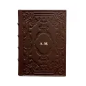 Agenda de piel cuoio, color marrón con decoración - Conti Borbone - Milán - made in Italy - Letras de imprenta