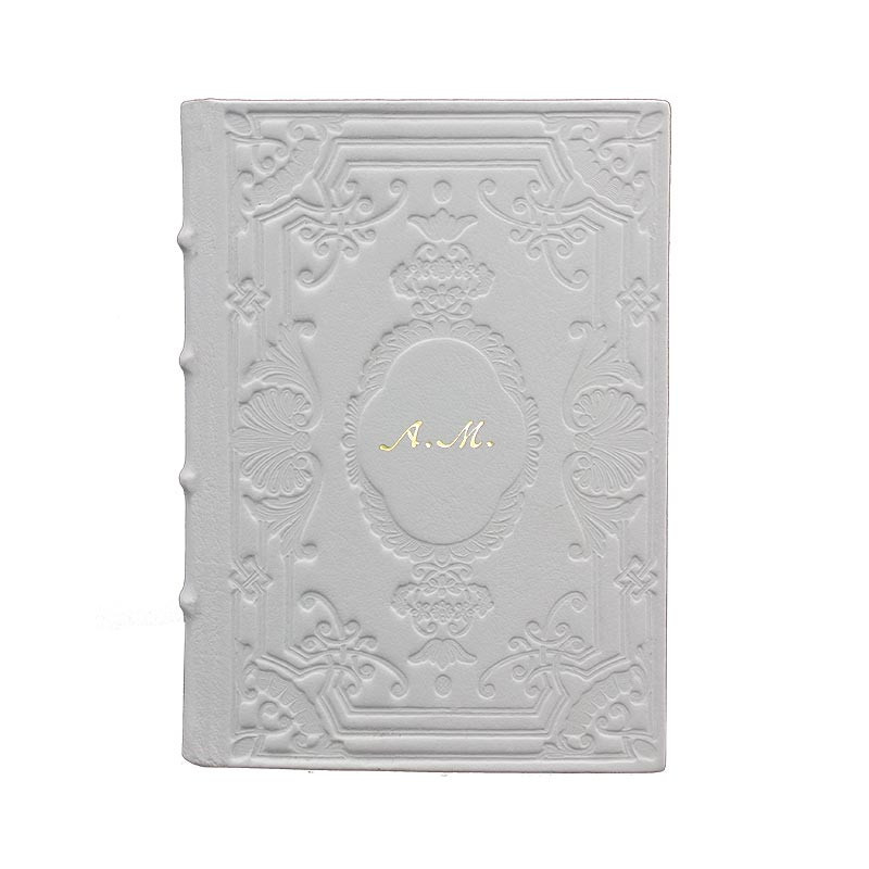 Ice Leather diary, white color with decoration - Conti Borbone - Milan - italic personalized