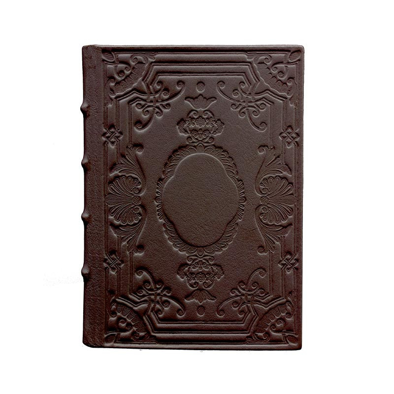 Chocolate Leather diary, brown color with decoration - Conti Borbone - Milan - made in Italy
