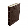 Chocolate Leather diary, brown color with decoration - Conti Borbone - Milan - spine - made in Italy