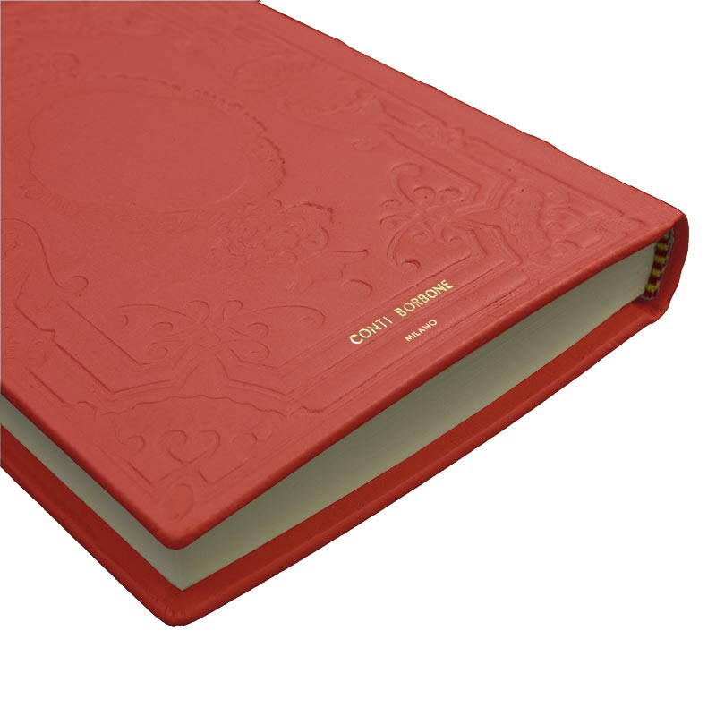 Coral Leather diary, pink color with decoration - Conti Borbone - Milan - brand - made in Italy