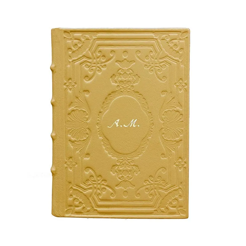 Agenda en cuir Ocra, couleur jaune avec décoration - Conti Borbone - Milan - made in Italy - personnalisé italique
